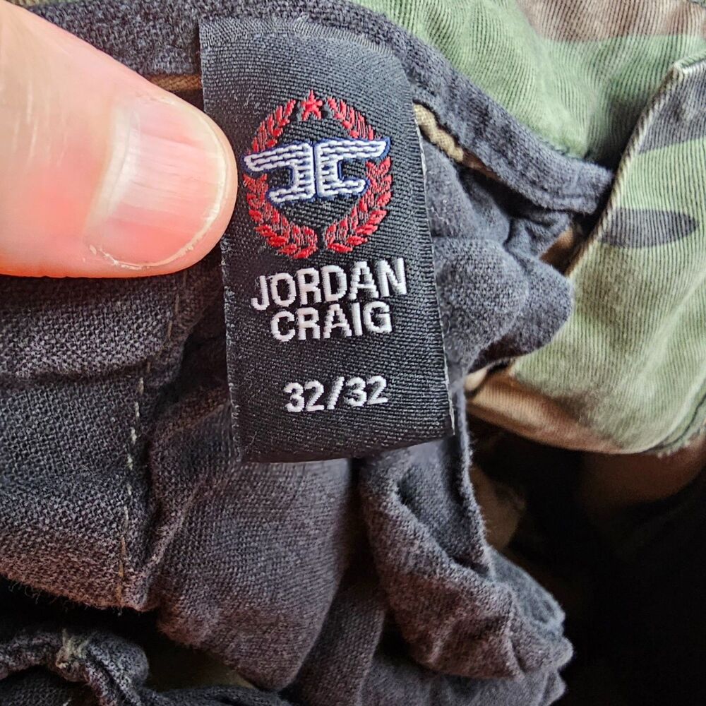 Jordan Craig Cargo Pants Mens 32x32 Camo Military Patch Distressed Streetwear - Picture 10 of 12